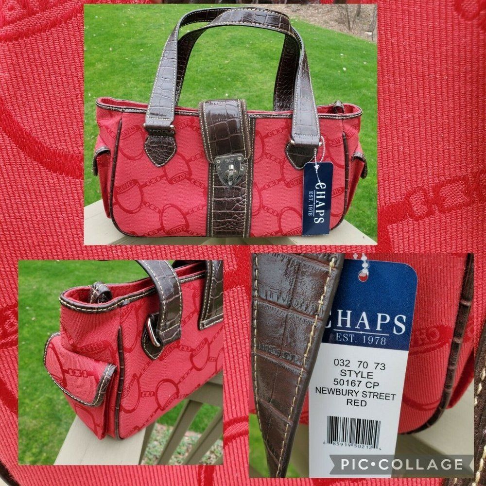 NEW Chaps Stirrup Bridle Buckle Newbury Street Red Style 50617 CP Purse Handbag